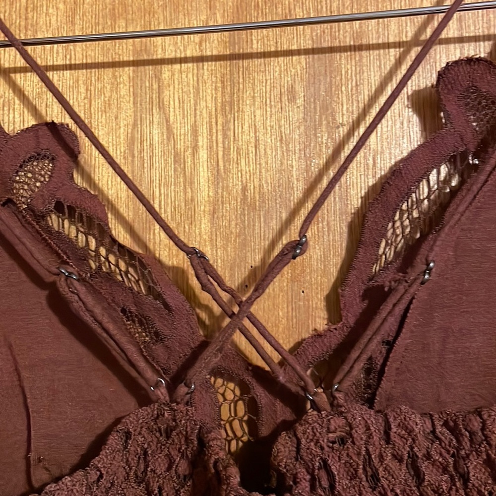 •INTIMATELY FREE PEOPLE•NWOT BROWN ADELE WIRELESS CROCHET LACE BRALETTE - Picture 6 of 7